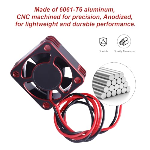 HobbyPark RC Brushless Motor Cooling Fan ESC Cooling Fan for RC Car 1/8 1/10 1/12 Scale 540 550 Brushless Motors (Black-Red 2pcs) - color: Black-Red 2pcs