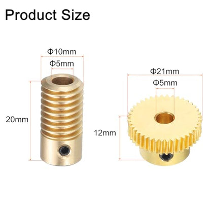 uxcell Worm Gear Set - 0.5 Module 40:1 Reduction Rate 5mm Hole Dia Gear Shaft and 5mm Hole Dia Gear Wheel 40T Drive Gear Box (Brass) - size: 5mmx5mm Bore, style: 0.5 Mod 40T