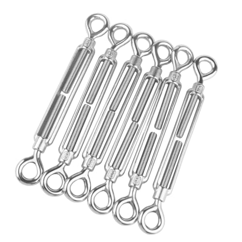 6PCS M6 Eye & Eye Turnbuckle 304 Stainless Steel 1/4" Turnbuckle Wire Rope Tension Heavy Duty Turnbuckles for Cable Railing Wire Rope Hardware Kit - size: Eye & Eye-M6