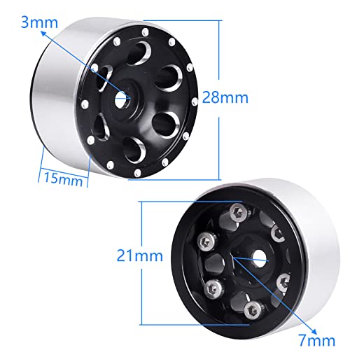 1.0 Beadlock Wheels 1" Micro Wheel Rims for All 1/24 Scale Axial SCX24 RC Crawler Car Upgrades Accessories