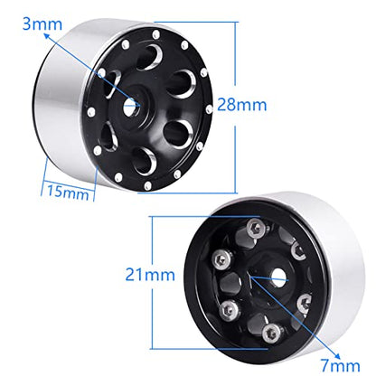 1.0 Beadlock Wheels 1" Micro Wheel Rims for All 1/24 Scale Axial SCX24 RC Crawler Car Upgrades Accessories