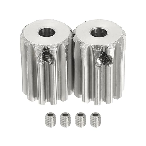 uxcell 2Pcs 1 Mod 11T Spur Gear 4mm Bore, 304 Stainless Steel Pinion Gear, 20°Pressure Angle, for Spur Rack and RC Model Car or Motor DIY - size: 1 Mod 11T, 4mm