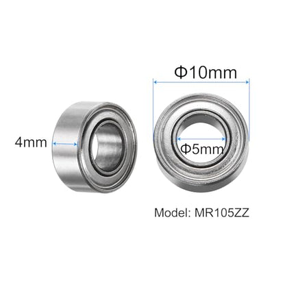 uxcell 20pcs MR105ZZ Deep Groove Ball Bearings 5x10x4mm Chrome Steel Miniature Bearing Double Shielded Precision Bearings, P6 (ABEC 3) - size: 5x10x4mm