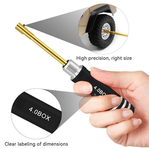 RC Nut Driver Set - Hex Nut Screwdriver Set 2.0mm 2.5mm 3.0mm 3.5mm 4.0mm 4.5mm 5.0mm RC Car Repair Tool Kit for Axial SCX24 Wheel Fixing RC Models Car Boat Helicopter 7Pcs Black