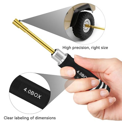 RC Nut Driver Set - Hex Nut Screwdriver Set 2.0mm 2.5mm 3.0mm 3.5mm 4.0mm 4.5mm 5.0mm RC Car Repair Tool Kit for Axial SCX24 Wheel Fixing RC Models Car Boat Helicopter 7Pcs Black