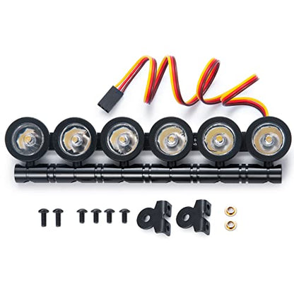RC Car LED Light Bar Headlight Roof Lamp Kit 6 LEDs Body Shell Roof Lights for TRX4 SCX10 90027 SCX10 II 90046 D90 1/10 RC Rock Crawler Car Upgrades (Multicolor) - color: Multicolor