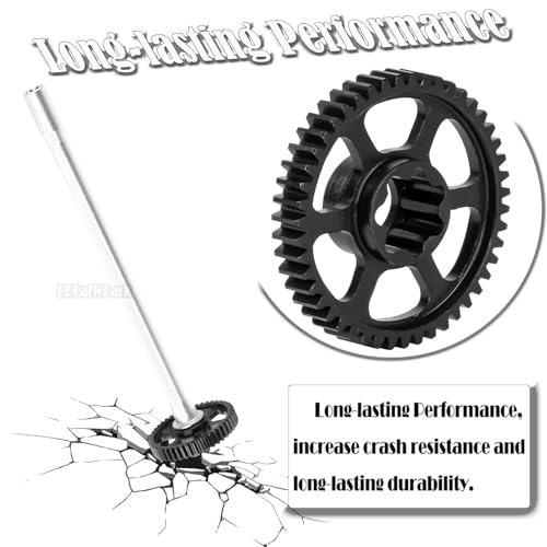 Steel 47T 0.8Mod Main Gear & Center Drive Shaft Axles Upgrades Part for 1/16 Mini Maxx 4WD RTR Brushless Monster Truck (107154-1),RC Spur Gear 47 Tooth and Center DriveShaft CVD,Silver - color: Silver - (47t Gear & Center Drive Shaft)