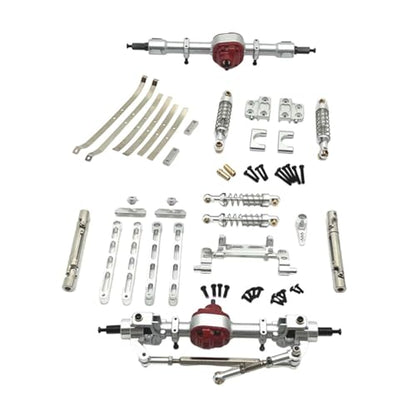 Colaxi Metal RC Car Chassis Upgrade Kit, Front and Rear Assembly for MN82 1:12 Scale RC Crawler - color: Silver