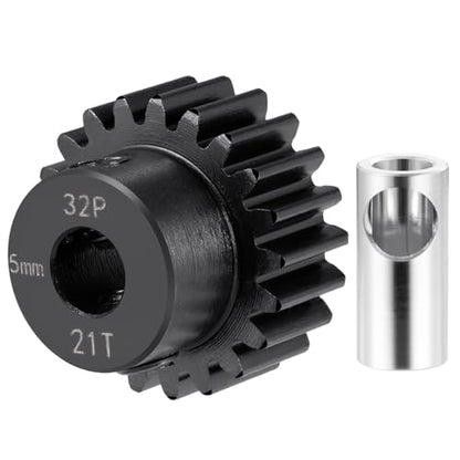 Steel 32P 5mm Pinion Gear 21T Motor Gears for RC Car Upgrade Parts | 1/5 1/6 1/8 1/10 1/14 1/16 1/18 Buggy Monster Truck Drift Off-Road Crawler - size: 21T