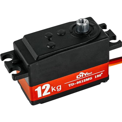 12kg Low Profile Servo 180 TD-9512MG RC Digital Servo Waterproof Full Metal Gear High Speed for 1/8 1/10 RC Car Helicopter Tail Robot (Ordinary) - size: Semi-metal 180°
