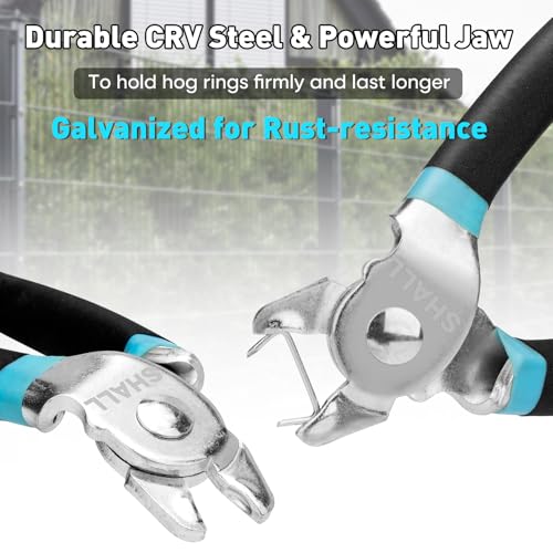 SHALL Bent Hog Ring Pliers Kit with 600pcs Galvanized Hog Rings (3/8’’, 1/2’’, 3/4’’) for Upholstery, Fence, Animal Pet Cages, Bungee Cords, Bagging, Protective Gloves, Storage Case & Bag Included - style: Bent Head