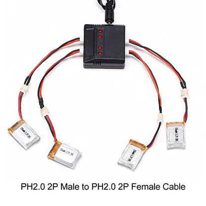 5Pcs 2P Male to Female Cable, Lipo Battery Adapter Cable Adapter for Axial SCX24 1/24 RC Crawler 36in, Extension Link Cable Soft Flexibility