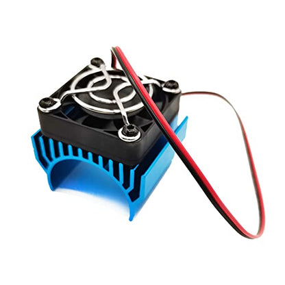 Alloy RC Motor Heat Sink Heatsink with 5V Cooling Fan for 540, 550, 3650, 3660, 3674 Brushless Motor for 1/10, 1/8 RC Car Truck Buggy Crawler (Blue)