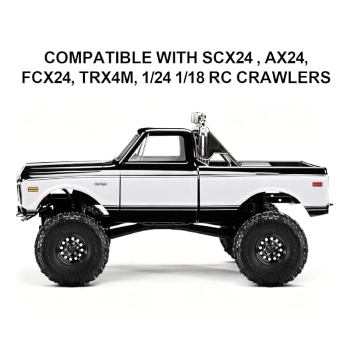 1.0" Beadlock Aluminum Wheels and 63mm Soft Rubber Tires | for SCX24, TRX4M, Ascent 18, FCX24, 1/18 1/24 RC Crawler, 7mm Hex, 0mm Offset, with Foam Inserts, (Black) - color: Black