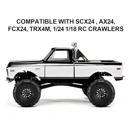 1.0" Beadlock Aluminum Wheels and 63mm Soft Rubber Tires | for SCX24, TRX4M, Ascent 18, FCX24, 1/18 1/24 RC Crawler, 7mm Hex, 0mm Offset, with Foam Inserts, (Black) - color: Black