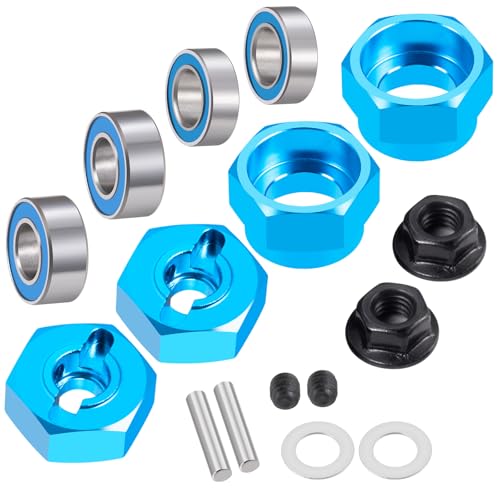 RC Car 1/10 Aluminum Alloy Wheel Hub Hex Adapter 12mm Combiner Wheel Extension Hex Drive Hub Adapter with Bearing Kit for Tamiya DT02 1/10 RC Car Upgrade Parts (Blue) - color: Blue