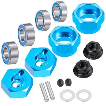 RC Car 1/10 Aluminum Alloy Wheel Hub Hex Adapter 12mm Combiner Wheel Extension Hex Drive Hub Adapter with Bearing Kit for Tamiya DT02 1/10 RC Car Upgrade Parts (Blue) - color: Blue