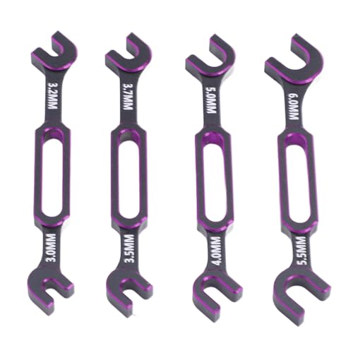 4PCS RC Wrench, Premium Aluminum Alloy Turnbuckle Nut Ball Joint Remover Tool, 3.0, 3.2, .5, .7, 4.0, 5.0, ., 6.0mm Sizes Tool for RC Car, Boat, Drone, Crawler, Truck DIY (Purple) - color: Purple
