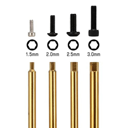 INJORA 4-in-1 1.5/2/2.5/3mm Hex Screwdriver Tool Set for 1/10 1/8 RC Car