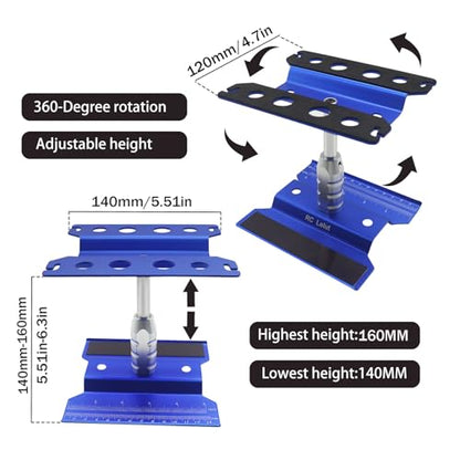 RC Car Stand RC Repair Stand 360 Degree Rotation Lift or Lower for Traxxas Arrma Redcat Axial RC4WD HSP Losi 1/8 1/10 1/12 1/16 Scale RC Crawler Car Truck Buggies (Navy Blue) - color: Navy Blue