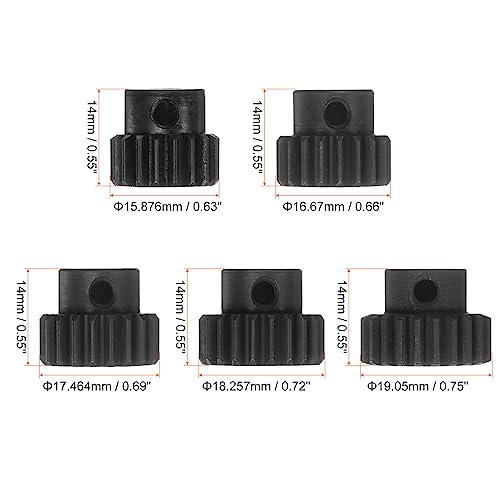 HARFINGTON 32P Hardened Pinion Motor Gear Set 5pcs 18T 19T 20T 21T 22T Fit 5mm RC Motor Shaft 0.8 Metric Pitch 32 Pitch Gears for RC Car, with Hex Key - style: 18T 19T 20T 21T 22T