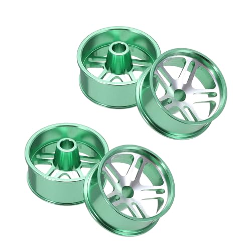 MECCANIXITY 4Pcs RC Car Wheel Rims, 23.5mm Dia 5-Spoke Green Aluminum Alloy Wheel Rims Hex Hub for HSP RC Drift Racing Touring Car - color: Green, size: 23.5mm Dia