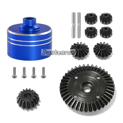 RC Aluminum Differential Shell Cover with Steel Drive Gear Set Upgraded Parts Compatible with Tamiya TT02 TT02B XV02 1/10 On Road Touring Rally Racing Drift Car Upgrade Parts (Blue)