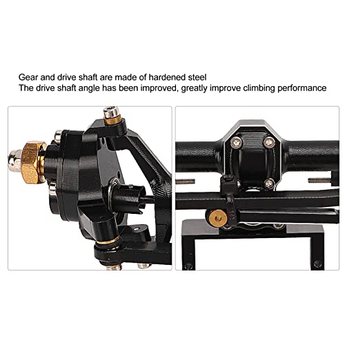 RiToEasysports SCX24 Portal Axle Upgrade Kit, CNC Machined Aluminum Alloy Front Rear Axle Assembly with Hardened Steel Gears for Axial 1/24 RC Crawler Car (Black) - color: Black