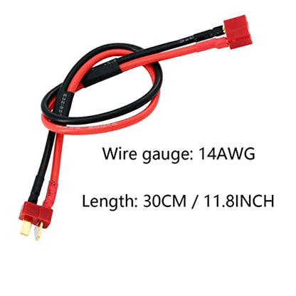 3-Pack T Plug Male Connector to Female Connector Adapter Extension Cable with 11.8inch 14awg Wire for RC Battery Toy DIY Spare Part