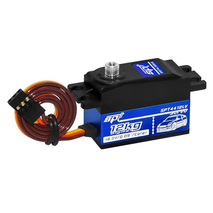 12kg Low Profile Servo RC Digital Servo High Torque Full Metal Gear & Steering Servo Arm for 1/10 RC Car Tamiya Kyosho On-Road Touring Drift Car - size: 12KG Low Profile Servo