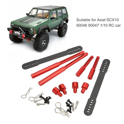 RC Body Post Mounts, Aluminum Alloy RC Shell Columns Front Rear Body Mount Post for Axial SCX10 90046 90047 1/10 Car Crawler Accessories (red) - color: Red