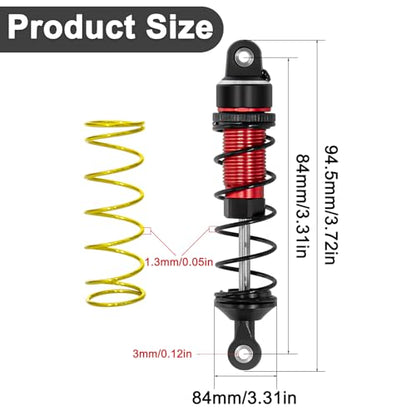 Aluminum 1/16 RC Shock Absorber Front Rear Adjustable Springs Shock Damper | for 1/16 Traxxas Mini Maxx 4WD 107154-1 Mini XRT VXL-3S 108076-1 RC Truck Upgrade, 4PCS, Red - color: Red