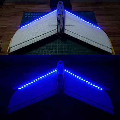 LED Light Strip for RC Fixed Wing Airplane Flying Wing Plane AR Wing Drone Model Car Truck (Blue) - color: Blue