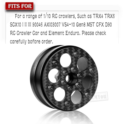 RC 1.9In Beadlock Wheels Ultra Lightweight Performance Carbon Fiber faceplate for 1/10 TRX4 TRX6 SCX10 I II III 90046 AXI03007 MST CFX D90 VS4-10 Gen8 RC Crawler Car(Black-B) - style: Black - (B)