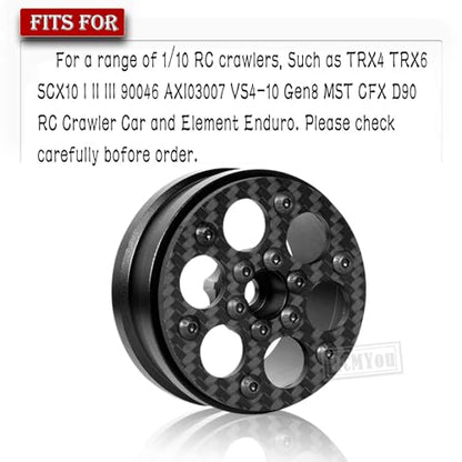 RC 1.9In Beadlock Wheels Ultra Lightweight Performance Carbon Fiber faceplate for 1/10 TRX4 TRX6 SCX10 I II III 90046 AXI03007 MST CFX D90 VS4-10 Gen8 RC Crawler Car(Black-B) - style: Black - (B)