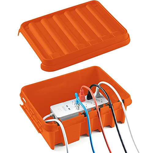 SockitBox – The Original Weatherproof Connection Box – Indoor & Outdoor Electrical Power Cord Enclosure for Timers, Extension Cables, Transformers, Power Strips, Lights, Tools & More – Medium – Orange - color: Orange, size: Medium