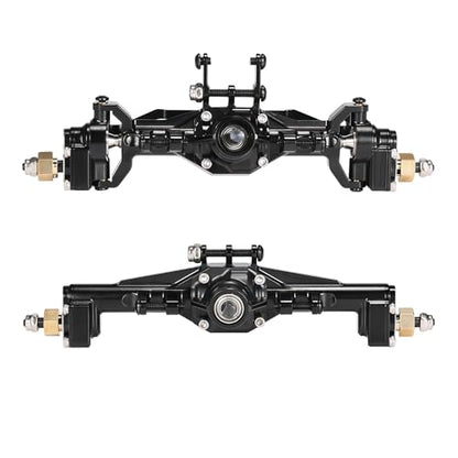 AMK Aluminum TRX4M Axles, CNC TRX4M Portal Axles Front & Rear Set with Steering Link, Aluminum Alloy Housing with Brass Hex for 1/18 RC Crawler TRX4M Defender Bronco Upgrade Parts (Black) - color: Black