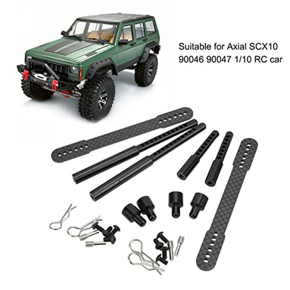 Keenso RC Shell Columns, Front Rear Aluminum Alloy Carbon Fiber Car Body Mount Post for Axial SCX10 90046 90047 1/10 RC Car (Black) - color: Black