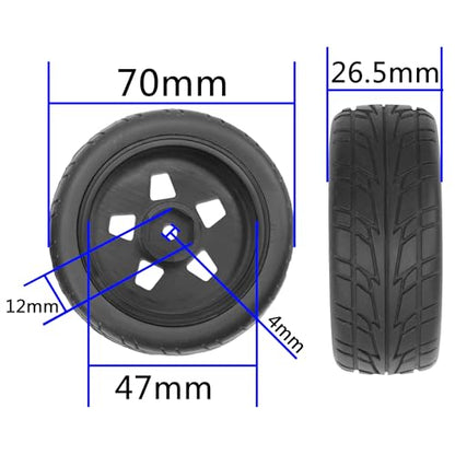 ShareGoo Nylon Wheel Rims with Rubber Tire RC 12mm Hex Compatible with HSP Tamiya Kyosho RedCat Sakura WLtoys 1/10 RC On-Road Racing Touring Car (Black) - color: Black
