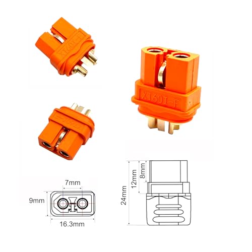 8 Pcs XT60i Connectors with Sheath Housing,XT60I-F Plug Female Connector Adapters for RC Battery FPV Drone Solar Batteries