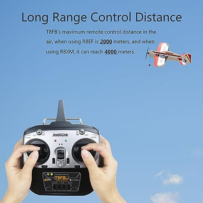 Radiolink T8FB 8 Channels 2.4GHz RC Remote Transmitter and R8EF Receiver | APP Setup 8CH Radio Controller Long Range for RC Airplane Aircraft Boat Car and More(Mode 2)