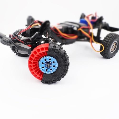 1.0" 57 * 25mm Muddy Swamp Tires & Silicone Rubber Inserts Combo(Red) | Super Large Soft 1.0 Inch Tire,Red Silicone Rubber Inserts for TRX4M SCX24 1/18 1/24 RC Crawler Car Upgrade,Strong Grip - color: With Red Sillicon Insert