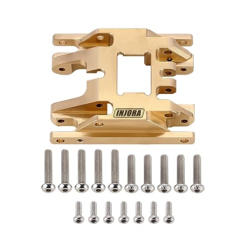 INJORA Brass Skid Plate Transmission Mount for 1/18 RC Crawler TRX4M, 53g - color: Brass