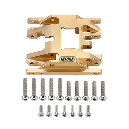 INJORA Brass Skid Plate Transmission Mount for 1/18 RC Crawler TRX4M, 53g - color: Brass