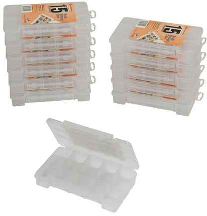 Akro-Mils 05705 Plastic Portable Parts Storage Case for Hardware and Crafts with Hinged Lid and 4 Adjustable Dividers, (8-3/8-Inch x 5-Inch x 1-5/8-Inch), Small, Clear, 12-Pack - size: Small, style: 12-Pack