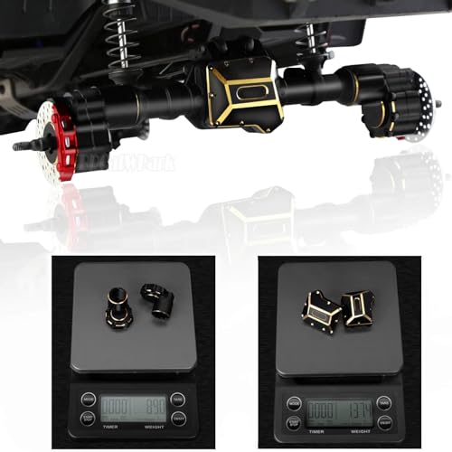 RC Upgrades Part for 1/10 TRX4,Brass Front & Rear Portal Axles,Diff Covers,Inner & Outer Portal Cover Housing,Axle Mount,Caster Blocks C Hub Carrier,Hex Hub w/Red Diff Covers,Black - color: Black (Upgrades)