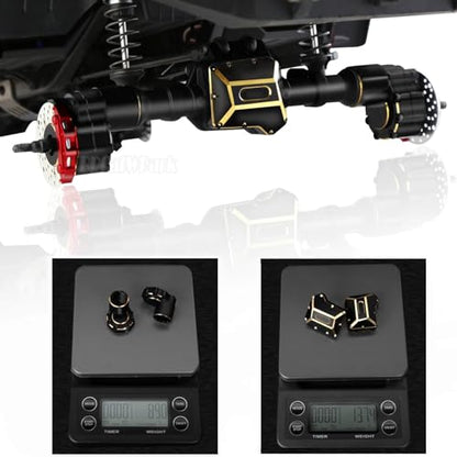 RC Upgrades Part for 1/10 TRX4,Brass Front & Rear Portal Axles,Diff Covers,Inner & Outer Portal Cover Housing,Axle Mount,Caster Blocks C Hub Carrier,Hex Hub w/Red Diff Covers,Black - color: Black (Upgrades)