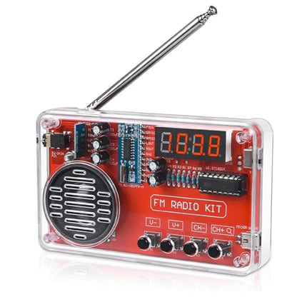 Diymore DIY FM Radio Kit, Soldering Practice Electronics Project, Transparent Case, with PCB, Speaker, Digital Display, for Beginners & STEM Learning - color: DIY FM Radio Kit