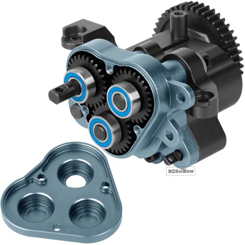 RC Aluminium Gearbox Upgrades Part for 1/10 TRX4 TRX6 RC Crawler,Alloy Transmission Case 2 Speed Transmission Box Gear Box w/Steel Gear Hops up,Titanium & Black - color: Titanium&black(1set)