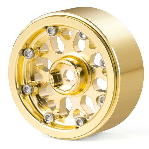 1.3" Brass Beadlock Wheel Hub Rims Heavy Weight for 1/18 TRX4M 1/24 AXIAL SCX24 RC Crawler Car Upgrade Parts (Gold) - color: Gold